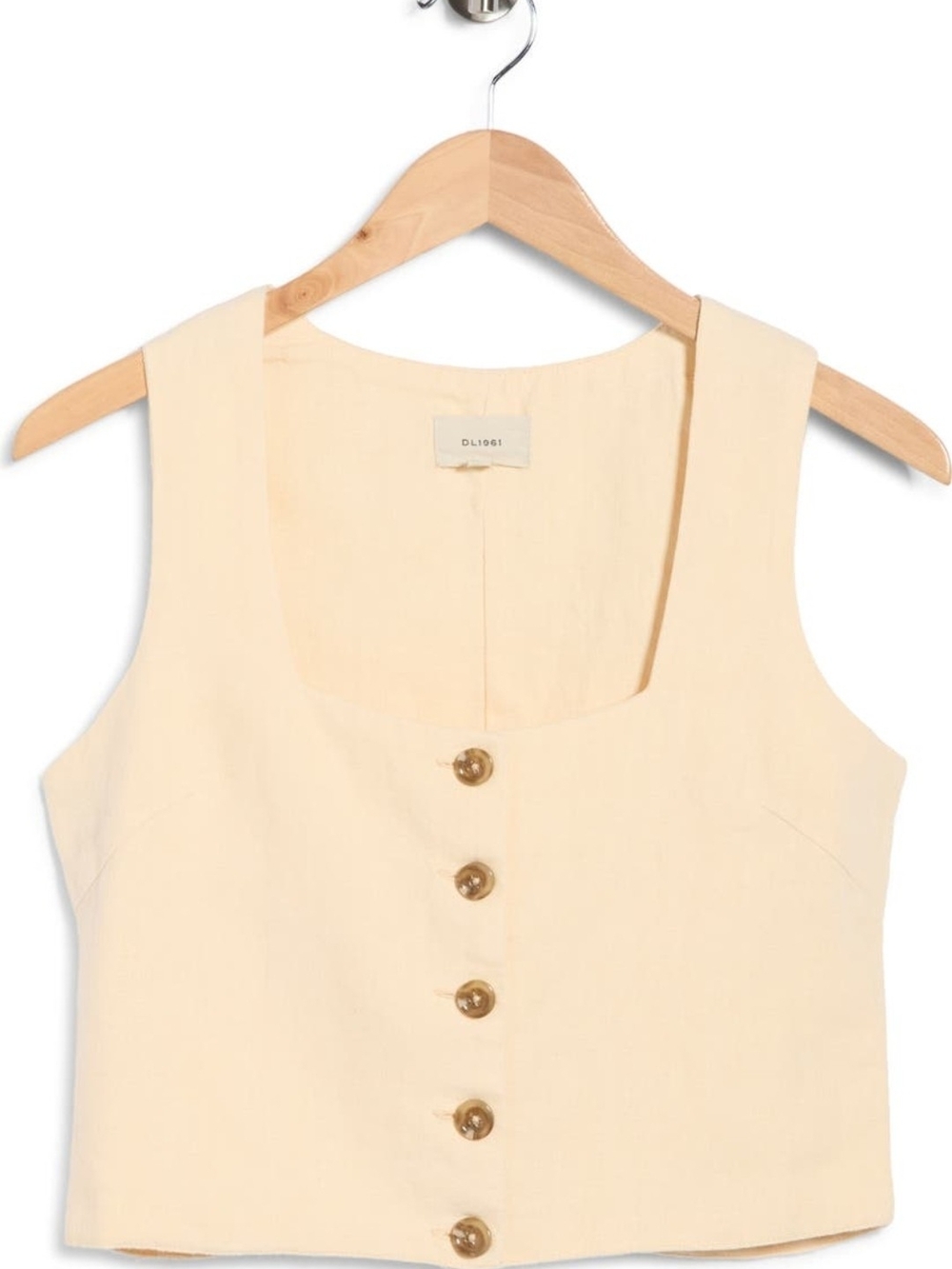 DL1961 Cream Lizzie Button-Front Cropped Tank